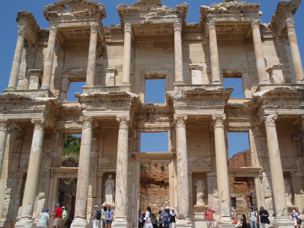 Visiting the ancient library of Ephesus